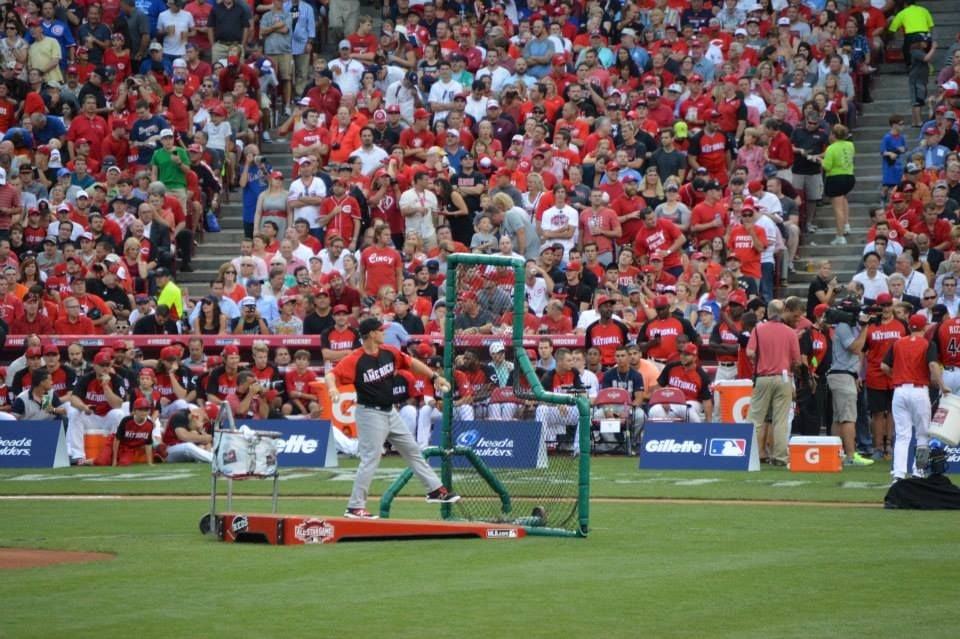 Bobby Tewksbary throwing batting practice at the MLB Home Run Derby